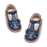 GINFIVE Toddler Little Girls Mary Janes Flats Girls Dress Shoes Kids Shoes Navy Blue 6