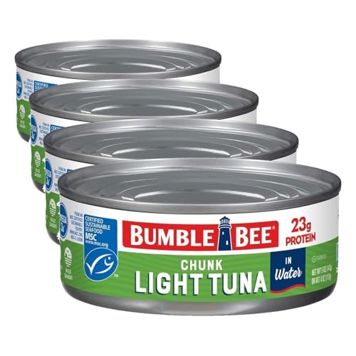 Image of Bumble Bee Chunk Light Tuna In Water, 5 oz Can - Wild Caught - 22g Protein Per Serving - Non-GMO Project Verified, Gluten Free, Kosher (Pack of 4)