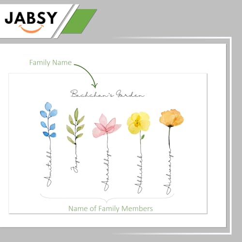 Image of JABSY Personalised Couple Framed Print for Living Room Bedroom Office Gift for Engagement Wedding Birthday Anniversary Love Speical Gift (Flower Stem)
