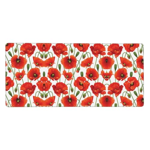 Alfombrilla de ratón con diseño de flores para juegos, alfombrilla de ratón grande con teclado de goma, 40 x 90 cm
