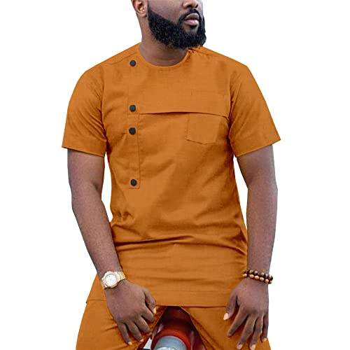 Men`s 2 Piece Fashion Suit African Men Clothing Set Short Sleeve Dashiki Shirt Coat+Ankara Pants