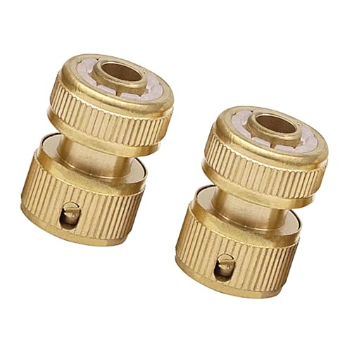 2 Stück Messing Bewässerung Schnellverbindungskupplungen Aufsätze für Gartenschläuche, auslaufsicheres Design, robuste Konstruktion, Absperrventile, Schlauch-Schnellverbinder