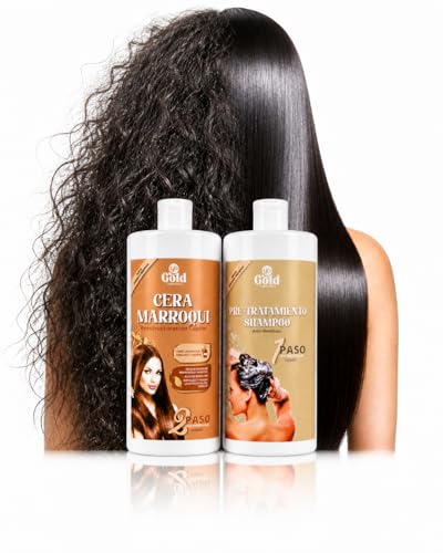 Gold DIAMOND – Tratamiento de Keratina Cera Marroquí 1000mL – Kit de Alisador Brasileño Sin Formol – Formato Profesional – Alisado Hasta por 7 Meses – Máxima Rentabilidad para Salón y Uso Intensivo