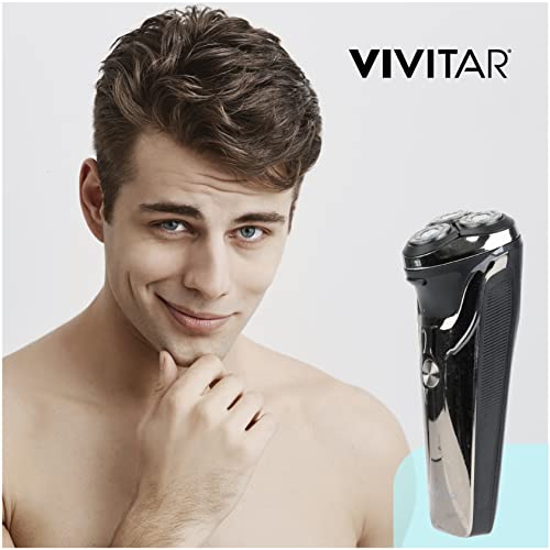 Image of VIVITAR Metallic Cordless 3 Head Rotary Shaver, Cordless Electric Rotary Shaver for Men with Three Independently-Floating Heads, Pop-up Trimmer, and Stainless Steel Blades for Wet and Dry Uses