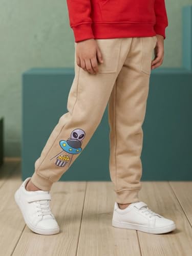 Image of KiddoPanti Boys Solid Fleece Track Pants | Cotton Poly Fleece Fabric | Ankle Length Bottom Rib | 2 Front Patch Pocket | Elastic Waist & Drawcord | Jogger Track Pants for Boys