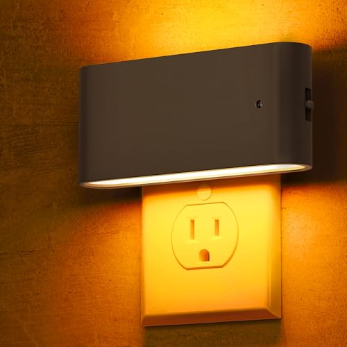 Image of L LOHAS LED Night Light, 2 Pack Dimmable Modern LED Night Lights Plug into Wall,Dusk to Dawn Sensor Night Lights for Kid, 0-100LM 2000K Amber Nightlight for Hallway Bedroom Stairway