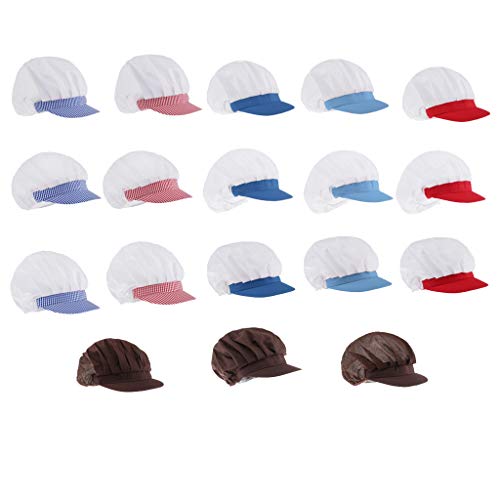 GRANE Chef Hat Catering Hair Net Workshop Net Cap Blue Grid-A