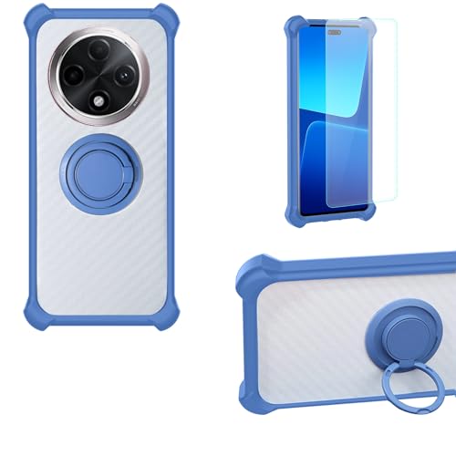 jioeuinly Case Compatible for Oppo A3 Pro 5g Phone Case Cover PC backplane + Silicone Soft Frame Cover [360 Metal Ring, Magnetic Car Mount] CSKB-LAN