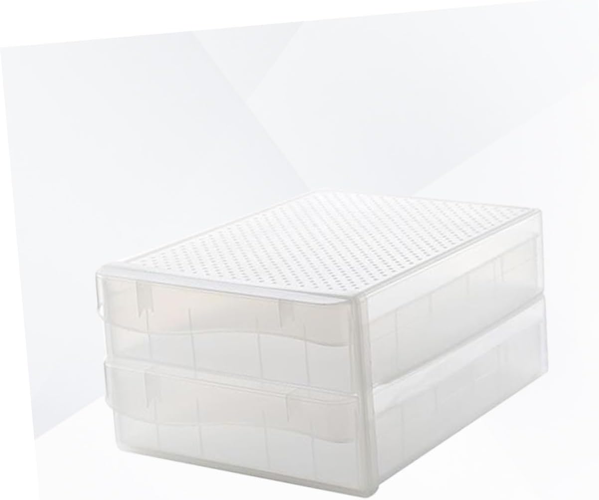 Double-Layer 60 Grids Egg Storage Box Plastic Refrigerator Egg Tray Organizer Non-Slip Base for Home Kitchen