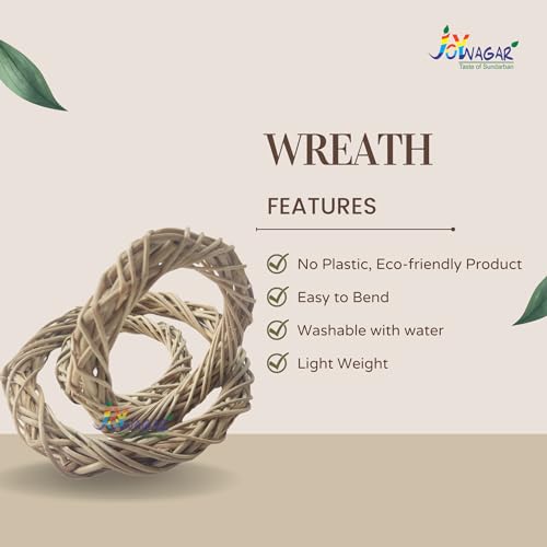 Image of Lata Vine Rattan Wilow Wreath for Craft, Artificial Flower Bouquet| 2 inch| Round Ring for Decoration, Dry Flower Making | 10 Pcs | Christmas /Xmas Party D?cor Wooden Twig for Wall Hanging