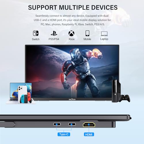 Image of InnoView Large Portable Monitor 23.8inch FHD 1080P 144Hz USB-C, HDMI Computer Display HDR 100% sRGB IPS Gaming Monitor W /180Adjustable DC Eyes Care Stand for Laptop PC MAC Phone PS4 Xbox Switch