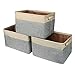 EDATOFLY Lot de 3 Panier de Rangement Tissu, Boîte de Rangement Pliable en Coton de Jute avec Poignée Paniers de Rangement en Toile pour Étagères, Placard, Jouets (Beige&Gris)