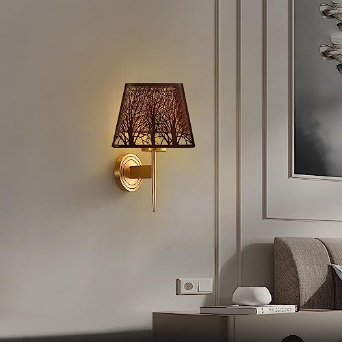 Medium Square Lamp Shades, Alucset Metal Lampshade With Pattern Of Trees For Table Lamp And Floor Light, 7 X 10 X 7.5 Inch, Pattern Of Trees (Black/Gold) #TOP6