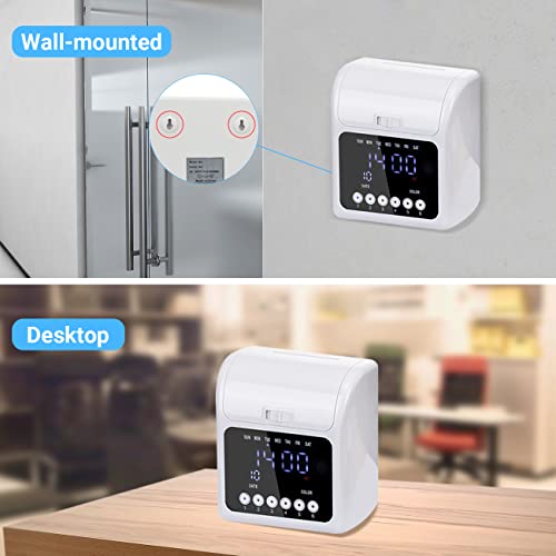 Tera Time Clocks with Extra 100pcs Time Cards (2 Sided, Monthly, 3.34*7.4") Employee Attendance Punch Payroll Recorder LCD Display Screen Electronic Time Recorder for Employees Small Business Office