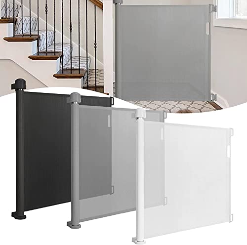 TRMLBE Cancelletto Estensibile per Scale 0-180 cm Cancello a Rullo per Bambini e Animali Cancello Protettivo Retrattile Adatto per Porte/Interni ed Esterni, Grigio