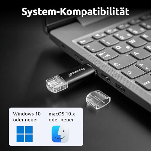 Intenso Twist Line 128 GB, Dual USB-Stick 3.2 Gen 1x1, USB-C und USB-A, 70MB/s, Anthrazit