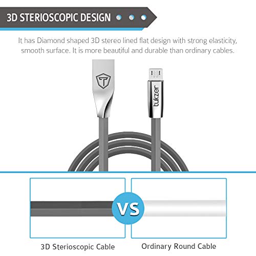 Image of Tukzer Aluminium Plug Slim Micro USB to USB Cable (3.2 ft /1 Mtr) - Grey