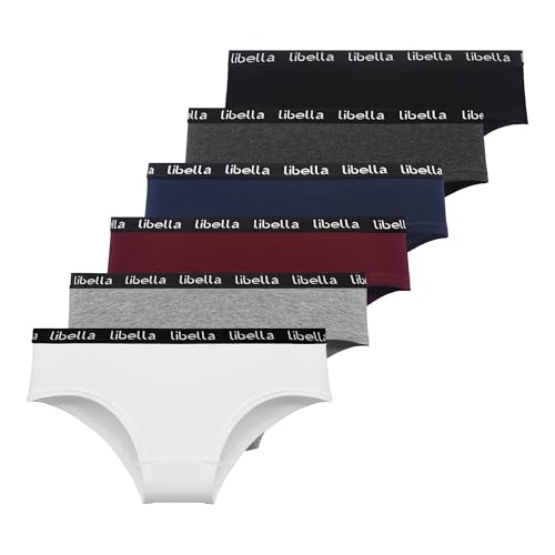 Libella Bragas Algodón para Mujer, Braguitas Deportivo Culottes Cintura Media, Ropa Interior Elástico Cómoda y Transpirable Pack de 6 3411 MU M