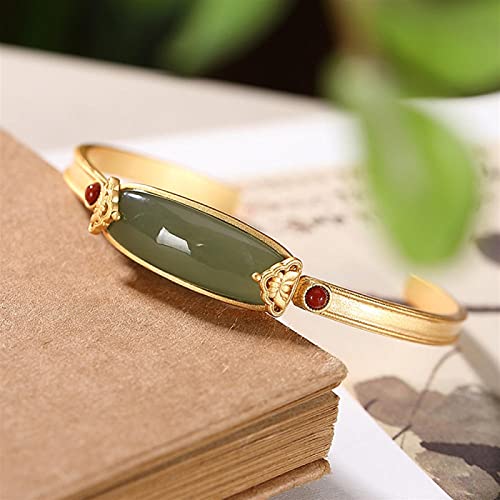 Hetian jade saphir bague ouverte pour sublimer une tenue de soirée rétro
