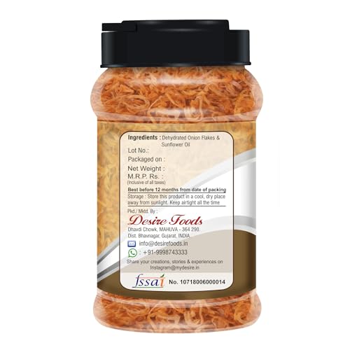 Image of Desire Golden Fried Onion (Birista) 250 Gram Jar |Crispy Pyaz Flakes | Ready-to-Use for Biryani, Gravies, & Indian Curries