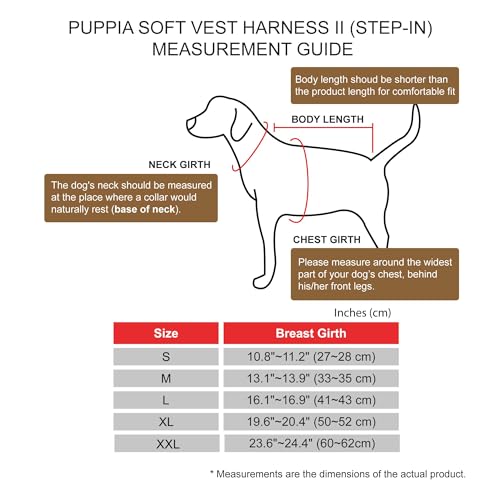 Puppia Soft Harness II - Weiches Westengeschirr für kleine und mittelgroße Hunde - sehr komfortabel und leicht anzuziehen, Schwarz, S, PUHB1770BKS