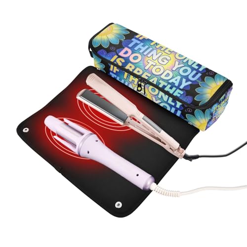 Estuche de viaje 2 en 1 para plancha rizadora con tapete resistente al calor, impermeable para herramientas calientes, alisadoras, voluminizador y estilador de cabello miniatura 2