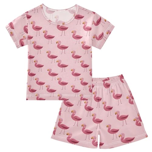 Pajama Sets Flamingo Pattern Short Sleeve Summer Sleepwear 2 Piece Pjs