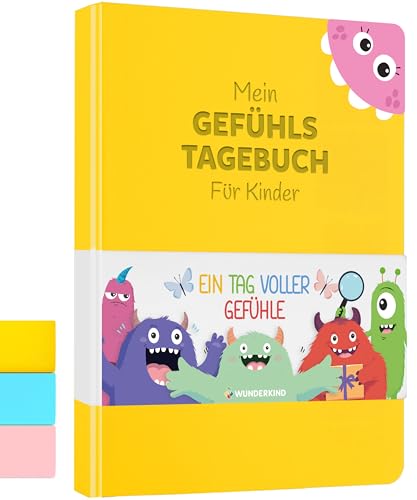 Wunderkind Gefühlstagebuch Kinder 6-12 Jahre | Tagebuch Mädchen und Jungs | Gefühle Buch Kinder | Für ein gutes Gefühl | Dankbarkeitstagebuch für Kinder (inklusive 15 Spiele Sticker & Hörbuch)