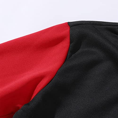 Mowbeat Women Baseball Jacket Varsity Uniform Unsex Adult Long Sleeve Baseball Shirt Casual Loose Cardigan Men's Track Jacket (Black-Red,S) #TOP4