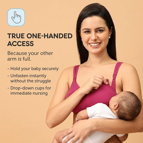 Image of The Mom Store Mom Nursing Bra | Full Coverage Non Padded Bra | Feeding Bra | Maternity Bra | Non Wired Bra | Cotton Blend
