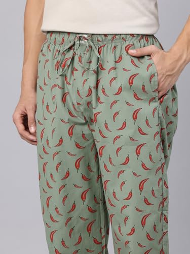 Image of Majestic Man Men's Printed Pure Cotton Lounge Pyjama | Comfort Fit | Elastic Waist with Drawstring | 3 Pockets | Button Closure