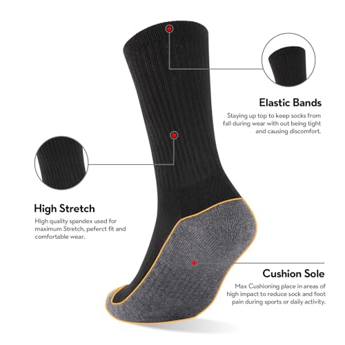 Image of Heatuff 8 Pairs Mens Cushioned Crew Socks, Moisture Wicking Athletic Work Socks