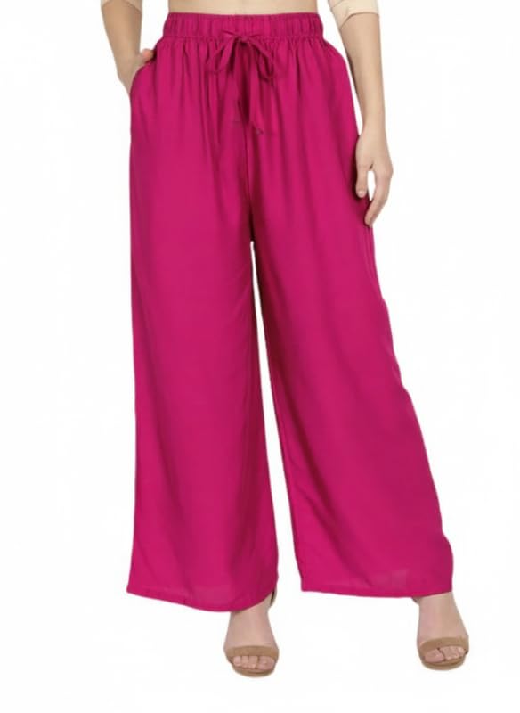 moirai Palazzo Pants for Women Viscose Rayon Flared Wide Leg Palazzos with Two Deep Pockets Formal Casual Ethnic Use-picture-52