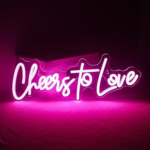 Lucunstar Cheers to Love Neon Sign,Valentine Neon Sign,Pink Neon Sign,Led Neon Signs for Wall Decor,Cheers to Love Light Up Sign for Wedding,Engagement,USB Powered Led Sign for Bedroom Decor Cover