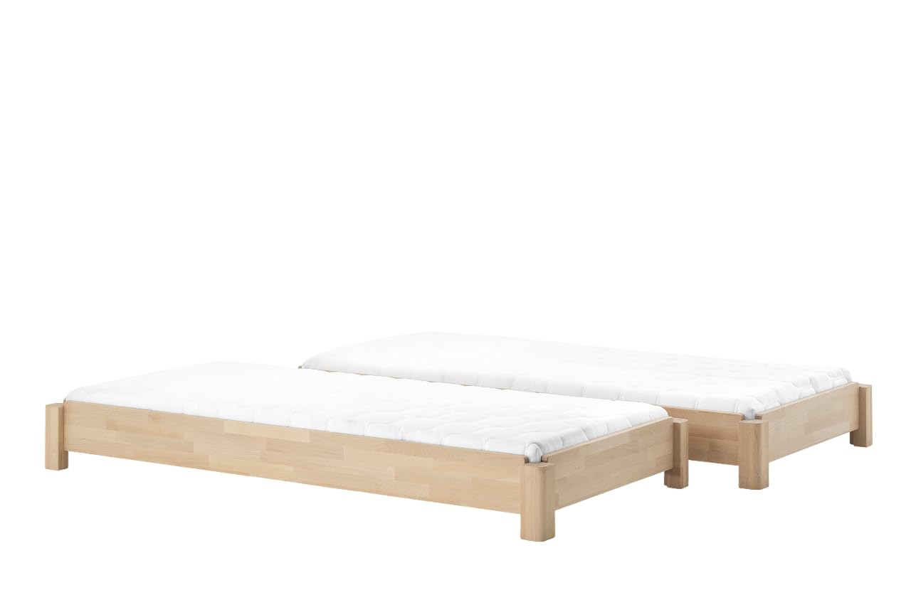 DICO 2er Stapelbett Massivholz mit Rollrost Größe 90x200 cm 06 Buche geölt