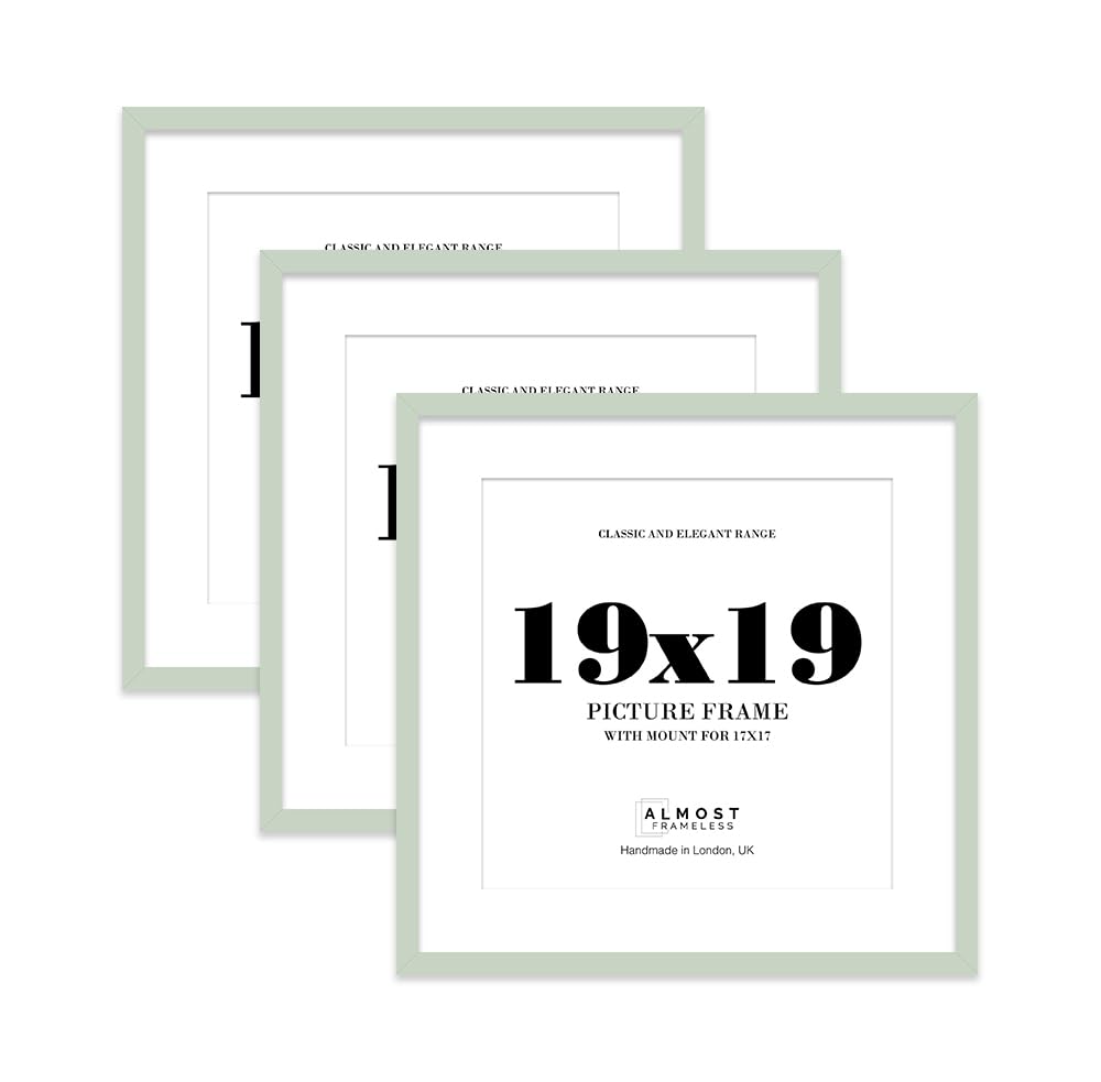 19x19 Mint Green Picture Frame with Mount for 17x17 Photos, Prints - Modern Square Wall Frame, Set of 3 — image 1