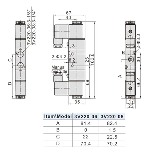 Électrovanne 3V220-08 AC110V à commutation rapide 3/2 - 7