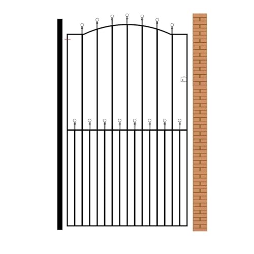 Manor Ball Top Tall Metal Garden Gate Galvanised Wrought Iron Pedestrian Swing Gates (914mm Gap X 1930mm High MAZP32)