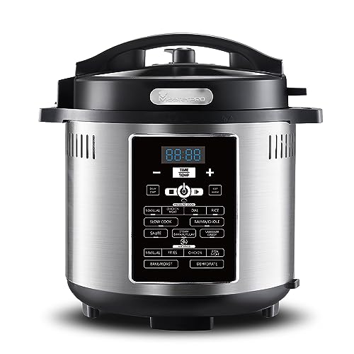 Image of MasterPro by Bergner 6L Electric Pressure Cooker, 1500W, Use as Slow Cooker, Rice Cooker, Steamer, Yogurt Maker, Warmer etc, 12-Level Safety System, 24 Hours Set Up Preset Function (2 Years Warranty)