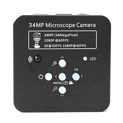 ラボ用顕微鏡アクセサリー 2K 34MP 1080P 60FPS.電子工業用顕微鏡カメラ0.5倍接眼レンズアダプタ(Black camera)