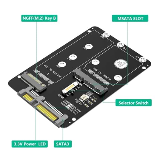 Adaptador Caja Externa M.2 NGFF/MSATA a SATA3 SSD 2.5" miniatura 6
