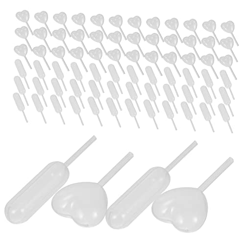Cabilock 100 pcs Small Transparent Liquid Pipettes Mini Squeeze Droppers with Heart and Rectangular Tips for Cupcakes Chocolate Strawberries Cake Decoration and Precise Liquid Transfer