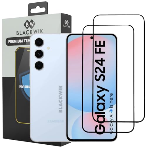 Image of Blackwik Tempered Glass Screen Protector for Samsung Galaxy S24 FE / A36 / A56 / M56 with Edge-To-Edge Protector Coverage | Easy Installation Kit (Black) (Pack Of 2)