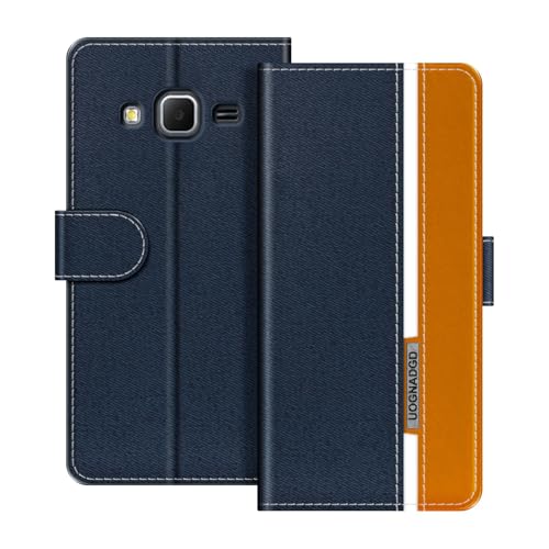UOGNADGD Étui en Cuir Compatible avec Samsung Galaxy Core Prime Coque Portefeuille avec Fermeture magnétique Support intégré et emplacements Cartes (Bleu)