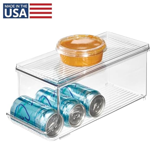 iDesign Soda Can Organizer with Lid for Pantry or Refrigerator - Clear - Made in USA