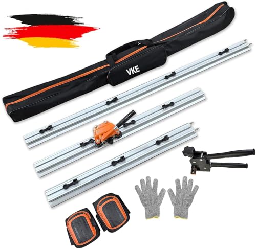 VKE 3300mm Coupe Carrelage, Rail à 3 Sections, épaisseur de Coupe Maximale 1,2 m, Pour Carrelage/Céramique/Roche, Coupe Carreaux Manuel avec des Genouillères (Ensemble de coupe-carreaux de 3,3 m)