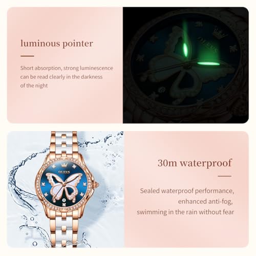 Image of OLEVS Gold Watches for Women Original Luxury Small Square Diamond Wrist Watch Analog Quartz Stainless Steel Waterproof Stylish Ladies Watch Date