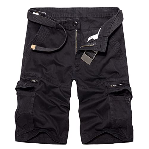 Short cargo militaire en coton homme kaki d'été multipoches