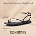 CUSHIONAIRE Secret Flat Sandals for Women with Gold Ankle Cuff and Toe Ring Strap, Vegan Leather Dress Sandals, BLACK 10