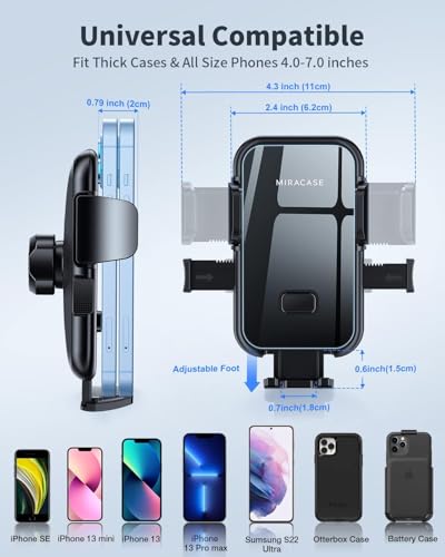 Miracase Car Vent Phone Mount, Universal Cell Phone Mount [Upgraded Vent Clip Never Fall Off] Hands Free Air Vent Phone Holders for Your Car Compatible with iPhone All Smartphones, Grey